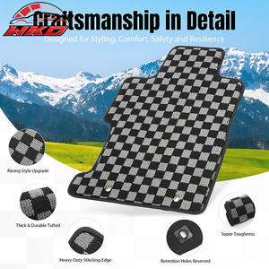 พรมปูพื้นสำหรับฮอนด้า ซีวิค 06-11 พรมกันลื่นลายตารางหมากรุกสีดำสีเทา - Product Image 5