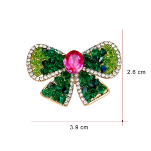 High-end <strong>Emerald</strong> Wedding Plated Alloy Crystal <strong>Beads</strong> Bow Brooch Pin-Exquisite Jewelry Gift for Clothes &amp; Scarf Accessories - Product Image 5