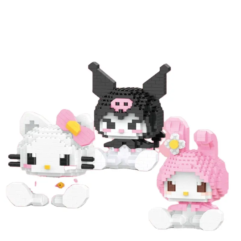 Lucu kartun Kitty My Melody Sanrio Kuromi seri kotak Bricks Nano bangunan edukasi blok aksi mainan figur LEGO