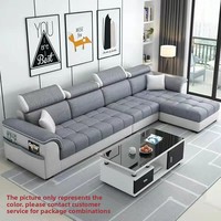 Canapé en tissu en forme de L, style minimaliste moderne, éponge amovible, tissu technique lavable, ensemble de meubles de salon entièrement équipé