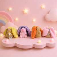 HUGMEI Porte-clés en peluche Capybara quatre couleurs avec fermeture éclair, doublure en maille de coton PP et rembourrage en coton PP