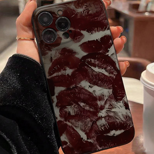 Nuevas Fundas para Teléfono Móvil con Impresión Fotográfica de Labios Rojos Oscuros, Borde Recto, para <span class=keywords><strong>iPhone</strong></span> X, Xr, Xs, 11, <span class=keywords><strong>12</strong></span>, 13, 14, 15, 16, 17 Pro Max - Product Image 1
