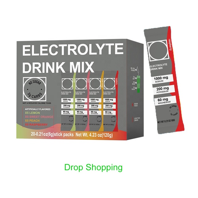 Dropshipping Hydration Electrolyte Drink Vitamin Sugar Free Electrolyte Water Hydration Electrolyte Drink Mix Powder Sachet