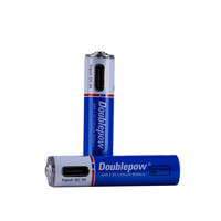 بطارية ليثيوم أيون Doublepow AAA بسعة 600 مللي واط ساعة و1000 مللي واط ساعة قابلة لإعادة الشحن عبر USB من النوع C بجهد 1.5 فولت حجم 10440