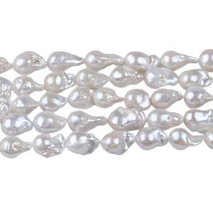 Perles d'eau douce blanches baroques faites à la main de Zhuji, pétales régénérés de 12 à 14 mm, trous de perlage, perles naturelles en gros - Product Image 4