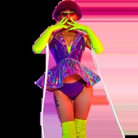 Costume de go en cuir pour femmes, nouveau, Sexy, Costume Laser Fluorescent vert, pour danseuse de discothèque, Jazz et danse, vêtement de scène de chanteur