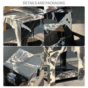 Mesa <span class=keywords><strong>Consola</strong></span> Moderna de Lujo en Mármol Negro Italiano, Extensible y <span class=keywords><strong>Convertible</strong></span>, para Entrada, Hotel o Sala de Estar - Product Image 4