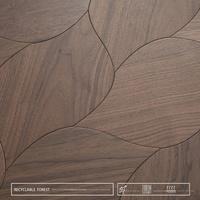 Parquet en noyer noir de forme artistique, motif feuille unique, parquet contrecollé pour projets résidentiels et hôteliers