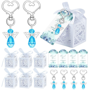 30 Sets de Recuerdos <span class=keywords><strong>para</strong></span> <span class=keywords><strong>Bautizo</strong></span>, Llavero con Colgante de Ala de Ángel, Recuerdos <span class=keywords><strong>para</strong></span> Invitados de Fiesta, Bolsas de Organza con Cordón <span class=keywords><strong>para</strong></span> Boda, Baby Shower - Product Image 1