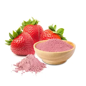 Vente en gros de poudre de fraise séchée à froid, échantillon gratuit naturel de jus de fraise en poudre