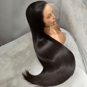 Perruques en cheveux humains bruts transparents 13x6, perruques brésiliennes naturelles en cheveux vierges avec cuticules alignées, perruques lisses avec dentelle frontale - Product Image 2