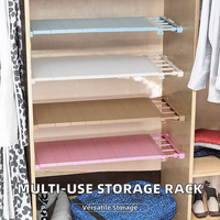Étagère de rangement multifonctionnelle sans perçage, rectangulaire élargie en plastique PET pour armoire et placard, avec design pliable écologique