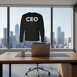 T-Shirt a Maniche Lunghe CEO con Stampa Bianca e Nera, Abbigliamento Promozionale - Product Image 3