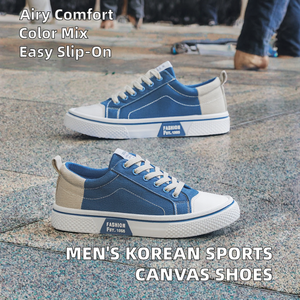 Men's Fashion Trendy Running <b>Canvas</b> Shoes Lace-Up Slip-On Comfortable Mesh Lining Breathable Soft PVC Bottom for Spring Winter - Product Image 2