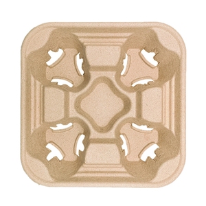 <strong>Disposable</strong> Takeaway Pulp <strong>Cup</strong> <strong>Holders</strong> Milk Tea Coffee Anti-Tip Paper Tray Base Biodegradable Non-removable Four <strong>Cup</strong> <strong>Holders</strong> - Product Image 1