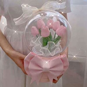 ดอกไม้ทรงกลมอะคริลิคใสทันสมัย ช่อดอกไม้ DIY สีและโลโก้ปรับแต่งได้ บรรจุภัณฑ์รักษ์โลก สำหรับตกแต่ง - Product Image 3