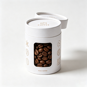 Boîte en carton cylindrique multi-tailles avec fenêtre transparente, tube en papier rond, boîte d'emballage commerciale pour grains de café - Product Image 2