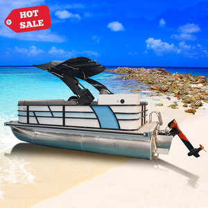 Nouvelles mini-barges de fête en fibre de verre, bateaux pontons en aluminium de 16 pieds avec moteur à vendre - Product Image 4