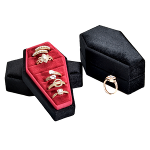 New Gothic Velvet Halloween Coffin Ring <b>Box</b> Jewelry Storage <b>Box</b> for <b>Earring</b> Necklace <b>Gift</b> Packaging - Product Image 1