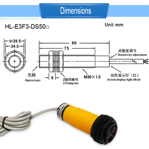 E3F3-DS50N1 E3F3-DS50N2 E3F3-DS50N12 Interrupteur de proximité photoélectrique cylindrique à protection de faisceau, interrupteur de position - Product Image 6