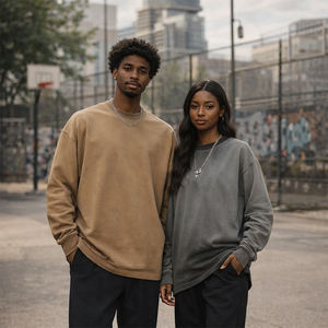 Camiseta de Manga Larga para Hombre, Estilo Retro Urbano, 100% Algodón, 275g, Anti-Pilling, Corte Holgado, Lavado con Efecto Desgastado, Novedad de Otoño - Product Image 1