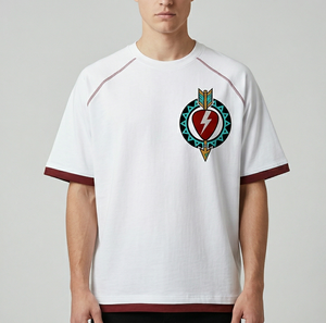 T-shirt da uomo personalizzata in cotone 100% stile <span class=keywords><strong>rock</strong></span> etnico, in jersey lavorato a maglia 200gsm, a manica corta, casual, tinta unita, con finiture a contrasto - Product Image 1