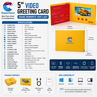 Tarjeta de Felicitación Premium con Pantalla LCD IPS de 5 Pulgadas, Resolución 800x480, Reproductor MP4/MP3 de Audio y Video para Bodas de Lujo