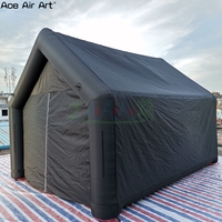 Tente commerciale, tente gonflable de cabine de DJ de couleur noire, cabine gonflable pour les soirées nocturnes et les activités éducatives scolaires