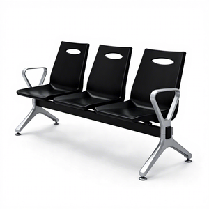 Silla de Espera Pública de 3 Plazas, Sillas de Sala de Espera <span class=keywords><strong>para</strong></span> Oficina, Hospital, Aeropuerto, Banco con Estructura Metálica y Asiento de Plástico <span class=keywords><strong>para</strong></span> Recepción - Product Image 3
