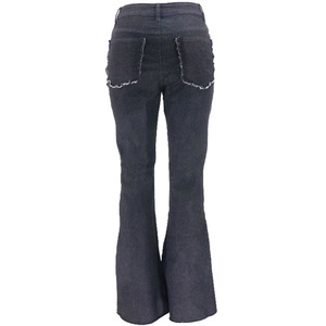Jean évasé <span class=keywords><strong>taille</strong></span> haute patchwork, coupe boyfriend, pour <span class=keywords><strong>femme</strong></span>, en denim, sexy, color block marron, style streetwear - Product Image 4