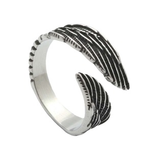 Feather <b>Ring</b> Silver <b>Open</b> Design Unisex Jewelry Gift Fashion <b>Rings</b> - Product Image 1