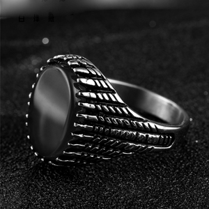 Anel de Ônix Preto Natural Árabe Fashionável e Delicado para Homens, Novo Design 2021 OEM ODM - Product Image 3