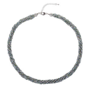 Collar de Cristal Gris Plateado de 18 Pulgadas con 4 Hileras de Cuentas de Vidrio Facetadas Trenzadas de 3 mm - Product Image 1