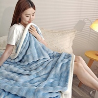 Plaid léger en fausse fourrure de vison, couverture douce en polaire corail avec teinture réactive pour dortoir étudiant, repos au bureau et vente en gros