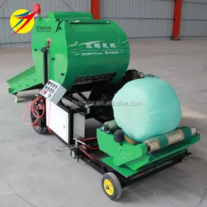 Combined baler and wrapping machine silage baler for harvesting