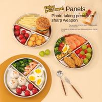 Assiette à repas à trois compartiments en acier inoxydable 304, vente chaude, assiette quantitative pour adultes, étudiants, réduction de la graisse, proportionnelle