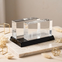 Presse-papiers rectangulaire transparent en verre cristal K9 poli, gravé au laser 3D avec photo personnalisée, artisanat en cristal