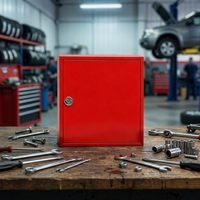 Armoire murale pour enrouleur de tuyau d'incendie, simple porte, en acier rouge, avec serrure, pour équipement de lutte contre l'incendie et protection incendie intérieure