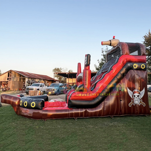 Tobogán acuático inflable de grado comercial con forma de barco pirata para fiestas de verano infantiles en el patio trasero. - Product Image 2