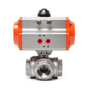 Válvula de Bola Roscada Neumática de Baja Temperatura Dongqi Q611F, de Acero Inoxidable, de Tres Vías, a Prueba de Explosiones - Product Image 1