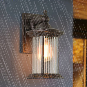 Retrò D'epoca in Stile Rustico lampada Da Parete Esterna Luce Esterna Della Parete di Caffè Oro Impermeabile IP44 E27 Luci Da Parete paralume in Vetro - Product Image 4