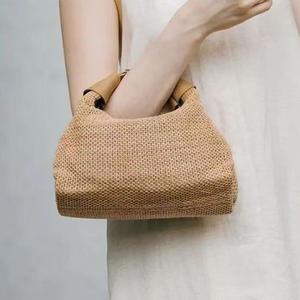 Nueva Bolsa de Rafia Tejida a Mano para el Almuerzo, Bolsa Casual Versátil Tipo Dumpling, Bolsa de Verano Moderna para la Playa - Product Image 4