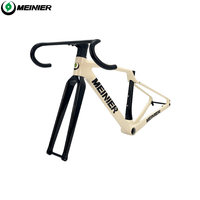 Cadre de vélo de gravier en carbone 142x12mm essieu frein à disque cadre de cyclocross avec guidon intégré ensemble de cadre de vélo de route