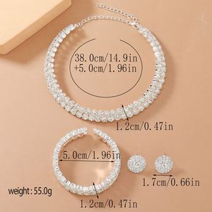 <b>Bridal</b> Rhinestones <b>Jewelry</b> <b>Set</b> Multi Rows Rhinestones Choker Necklace Earrings <b>Set</b> for Wedding - Product Image 5