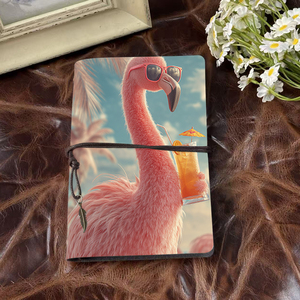 Bloc-notes A6 Bon pour les plans de cours des étudiants en éducation musicale et les notes de pratique des instruments avec des lunettes de soleil Flamingo Drink Umbre - Product Image 2