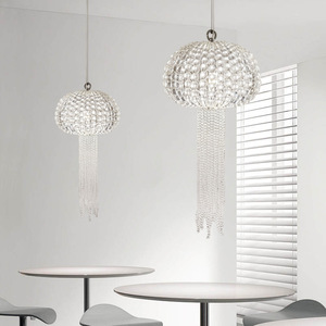 Lustre en métal chromé et lampes suspendues Méduses en cristal clair de style américain - Product Image 4