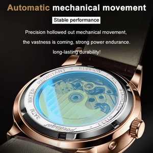 POEDAGAR Montre mécanique automatique de luxe étanche avec affichage date et jour, bracelet en cuir, pour homme, style affaires et loisirs - Product Image 4