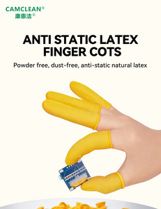Gele natuurlijke latex ESD wegwerp vingerhoesjes voor halfgeleiders en cleanrooms - Product Image 1