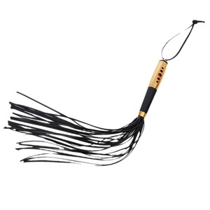 Flogger en cuir Black Wolf avec poignée en métal pour stimulation adulte et équipement de bondage - Product Image 5