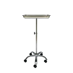 Mobile Mayo Tray Stand Stainless Steel Trolley Adjustable Height Medical Doctor Salon Equipment